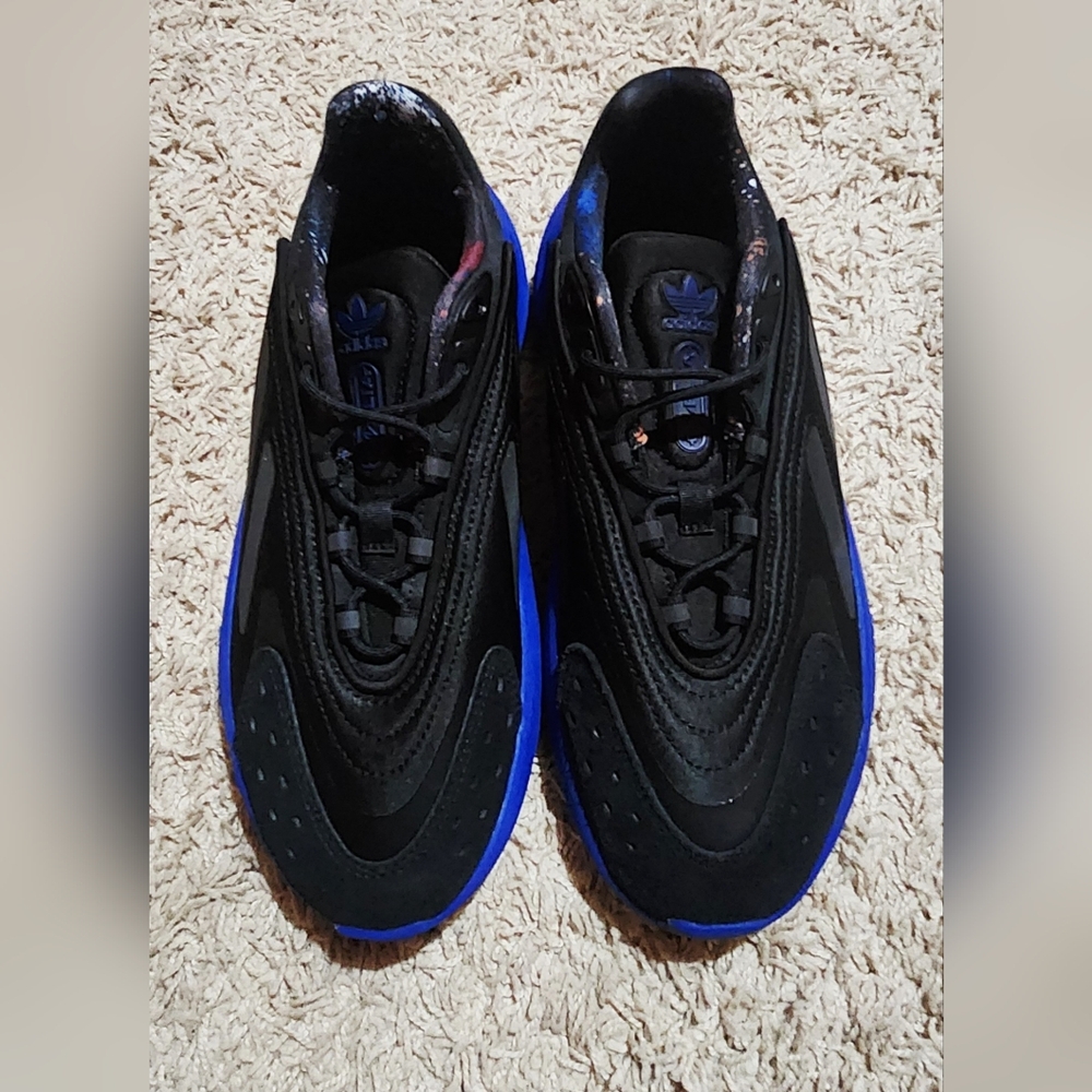 Adidas Black Sneakers with Blue Accents